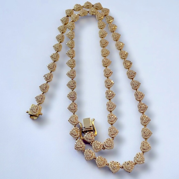 Beautiful Designer 14k Yellow Gold Heart Link 6mm Wide Chain 18” Necklace! - Picture 14 of 16